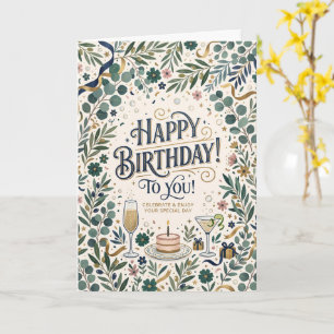 Grüner Wildblumen-Geburtstag Karte
