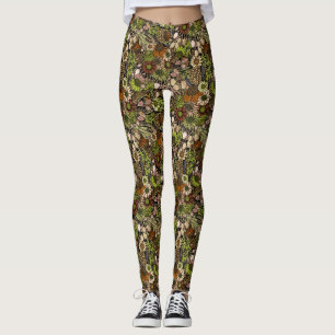 Grüner Wildblumengarten-Muster Leggings