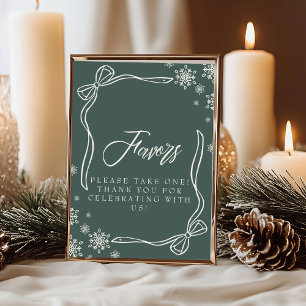 Grüner Winter Coquette Gefallen Tischschild  Einladung