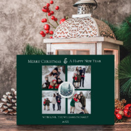 Grüner Winterwald Blumenfoto Collage Feiertagskarte