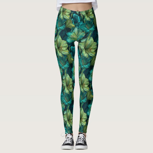 Grüner Workout Amaryllis Ästhetik Muttertag Gesche Leggings (Vorderseite)