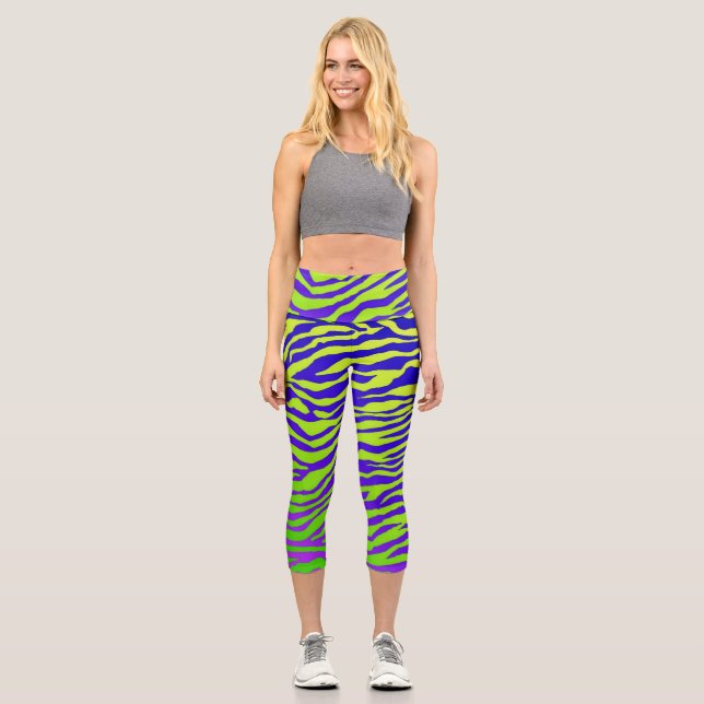 Grüner Zebra Capri Leggings (Vorderseite)