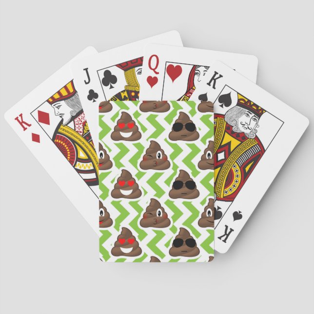 Grüner Zickzack kacken Muster Emojis Spielkarten (Rückseite)