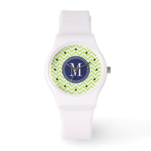 Grüner Zickzack Zickzack-personalisiertes Armbanduhr