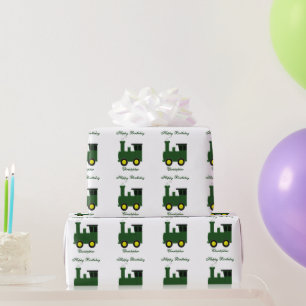 Grüner Zug Geburtstag Geschenkpapier