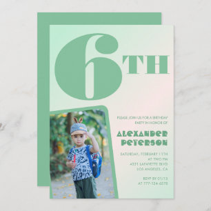 Grünes 6. Geburtstag Einladungen Farbvolles Foto