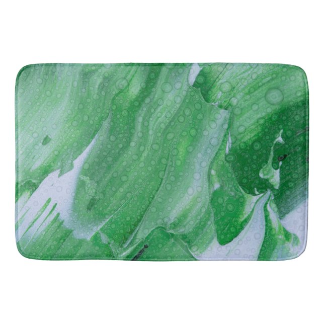 Grünes Abstraktes Acryl mit Wassertropfen Badematt Badematte (Vorderseite)