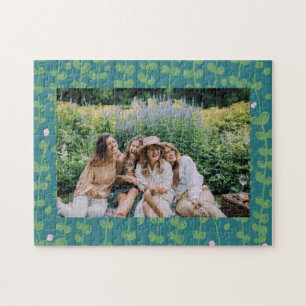 Grünes Abstraktes Blumenmuster Muster Individuelle Puzzle
