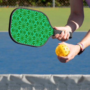Grünes Abstraktes Blumenmuster Pickleball Schläger