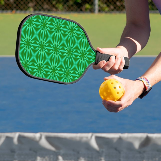 Grünes Abstraktes Blumenmuster Pickleball Schläger (InSitu)