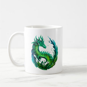 Grünes Abstraktes Drachendesign Kaffeetasse
