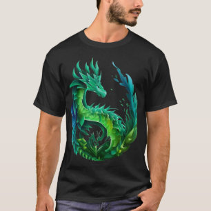 Grünes Abstraktes Drachendesign T-Shirt