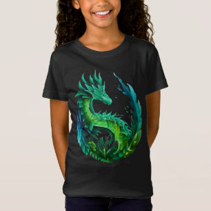 Grünes Abstraktes Drachendesign T-Shirt