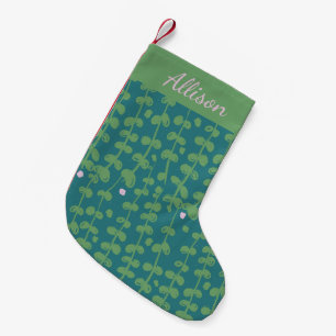 Grünes abstraktes florales Rankenmuster personalis Kleiner Weihnachtsstrumpf