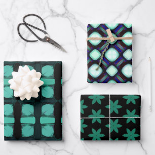 Grünes Abstraktes modernes geometrisches Muster Geschenkpapier Set