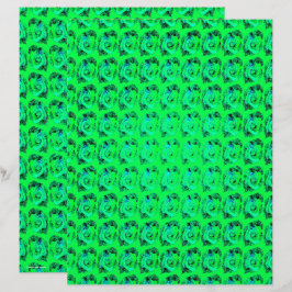 Grünes abstraktes Rosen-Schrappbuchpapier 2-seitig