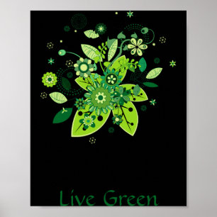 Grünes abstraktes T-Shirt mit Baum Poster