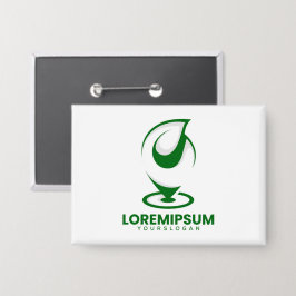 Grünes abstraktes Wassertröpfchen- und Globus-Logo Button