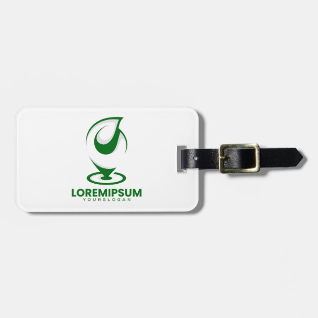 Grünes abstraktes Wassertröpfchen- und Globus-Logo Gepäckanhänger (Vorderseite horizontal)