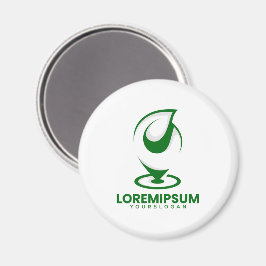 Grünes abstraktes Wassertröpfchen- und Globus-Logo Magnet