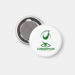 Grünes abstraktes Wassertröpfchen- und Globus-Logo Magnet