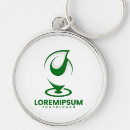 Grünes abstraktes Wassertröpfchen- und Globus-Logo Schlüsselanhänger