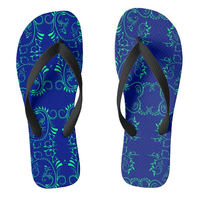 Grünes abstraktes Weinmuster Flip Flops (Fußbett)