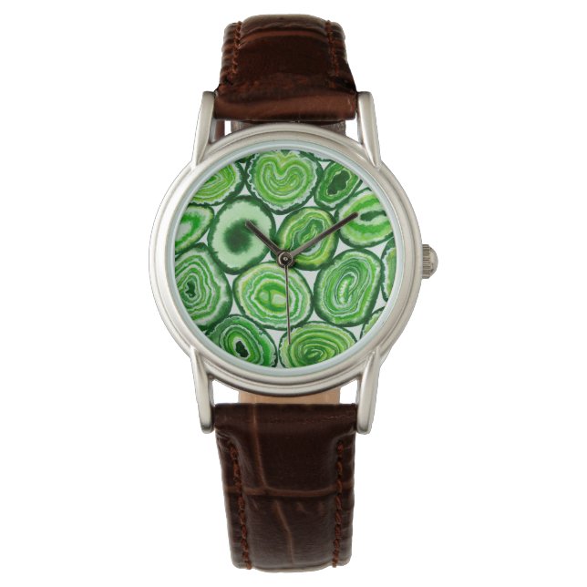 Grünes Agermuster Armbanduhr (Vorderseite)