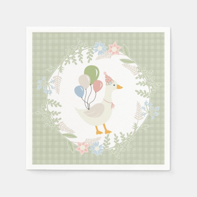 Grünes Albernes Gänsepapier Serviette (Vorderseite)