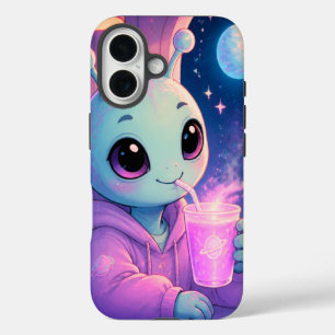 Grünes Alien-Mädchen ist hier, um mit einem iPhone 16 Hülle