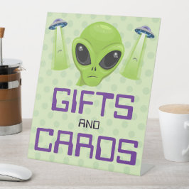 Grünes Alien-Podest-Schild Sockelschild