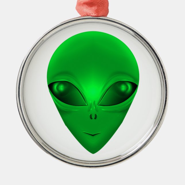 GRÜNES ALIEN SILBERNES ORNAMENT (Vorne)