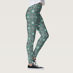 Grünes, altes islamisches Mandala-Muster Leggings