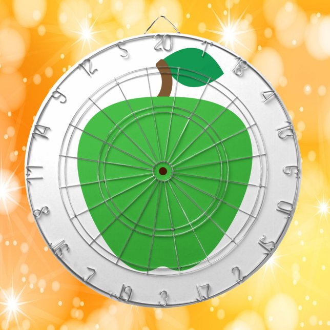 Grünes Apfelfrucht Dartscheibe (A dart board with a graphic of a green apple)