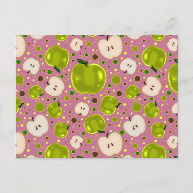 Grünes Apfelmuster Postkarte (Vorderseite)