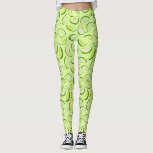 Grünes Apfelscheibenmuster Leggings