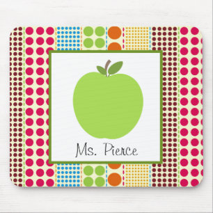 Grünes Apple/mehrfarbiger Tupfen-Lehrer Mousepad