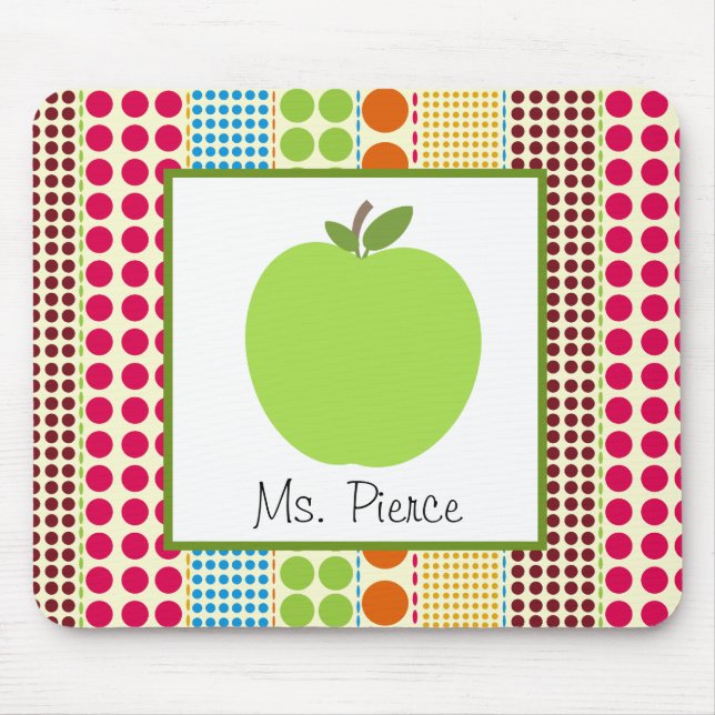 Grünes Apple/mehrfarbiger Tupfen-Lehrer Mousepad (Vorne)