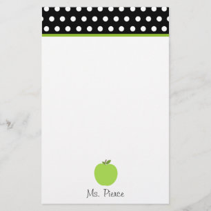 Grünes Apple/Schwarzes mit weißen Tupfen Briefpapier