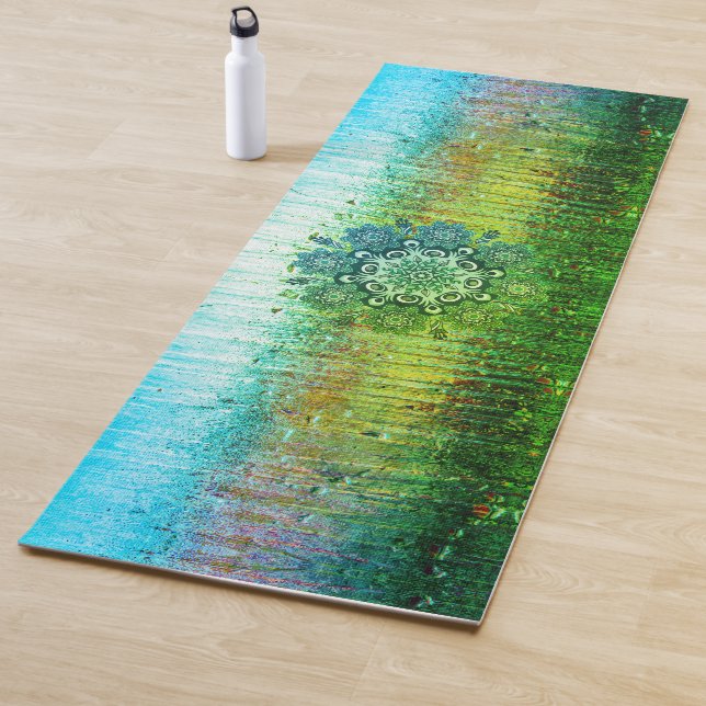 Grünes Aquamarines Ober Shiny mandala Yoga mata Yogamatte (Beispiel)