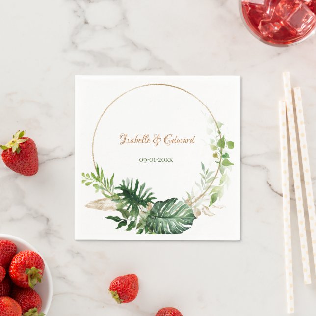 Grünes Aquarell Tropical Monstera Blätter Papier N Serviette (Beispiel)