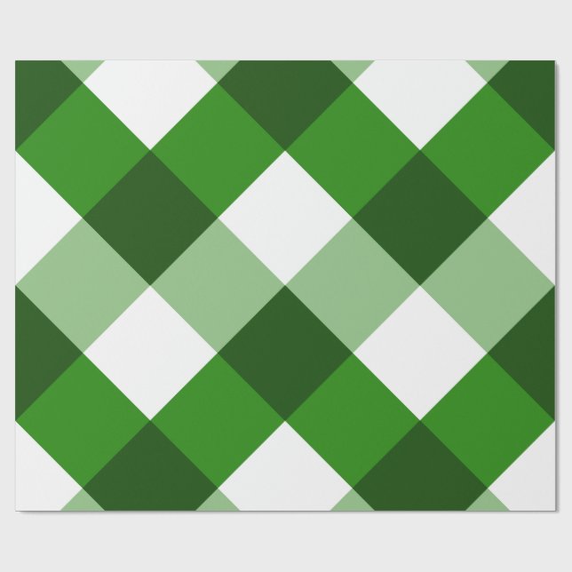 Grünes Argyle-Diamantmuster Geschenkpapier (Flach)