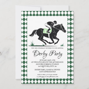 Grünes Argyle Kentucky Derby Pferderennen Einladun Einladung