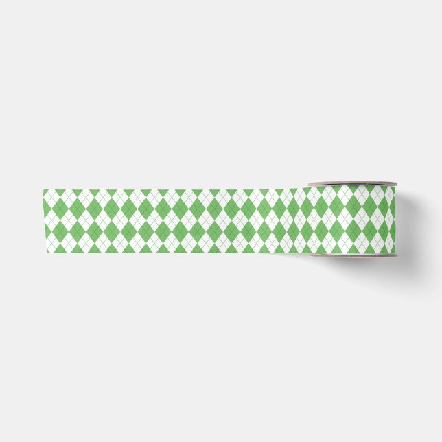 Grünes Argyle-Muster Golf  Satinband (Vorderseite)