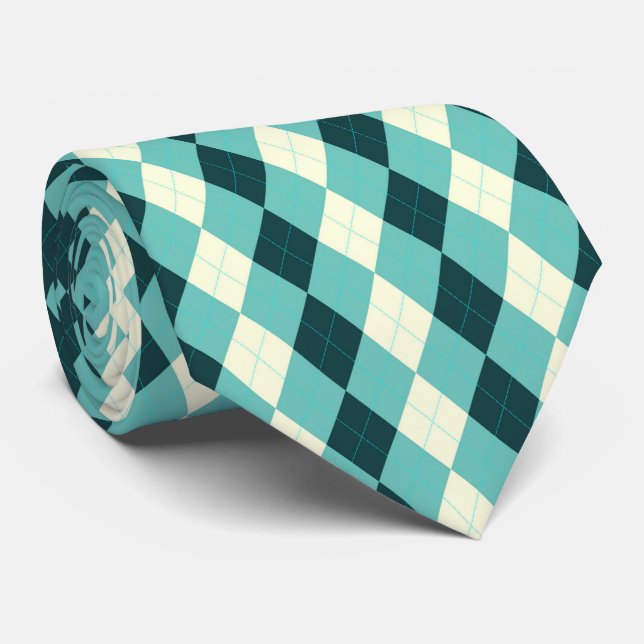 Grünes Argyle-Stil-Muster Krawatte (Gerollt)