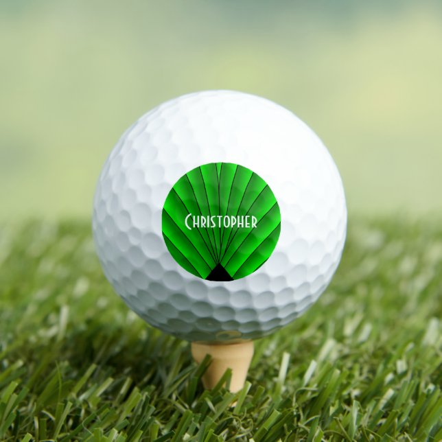 Grünes Art Deco Design Golfball (Insitu T-Shirt)