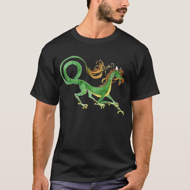 Grünes asiatisches Drache-Shirt T-Shirt (Vorderseite)