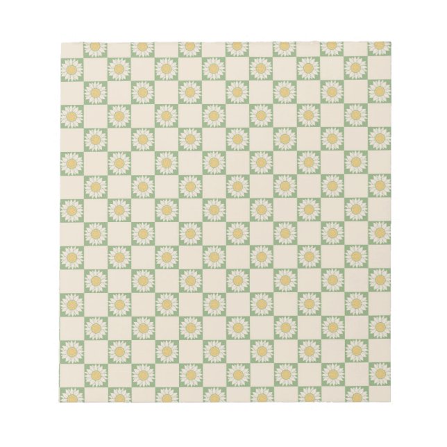 Grünes Ästhetisches Schachblütenmuster Y2K Muster Notizblock (Vorderseite)