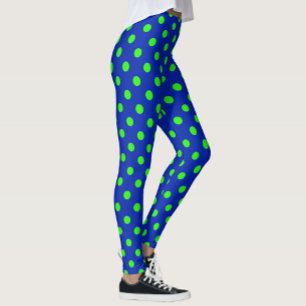 Grünes auf blauem Polka-Punkte-Musterdesign Leggings