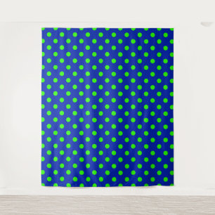 Grünes auf blauem Polka-Punkte-Musterdesign Wandteppich